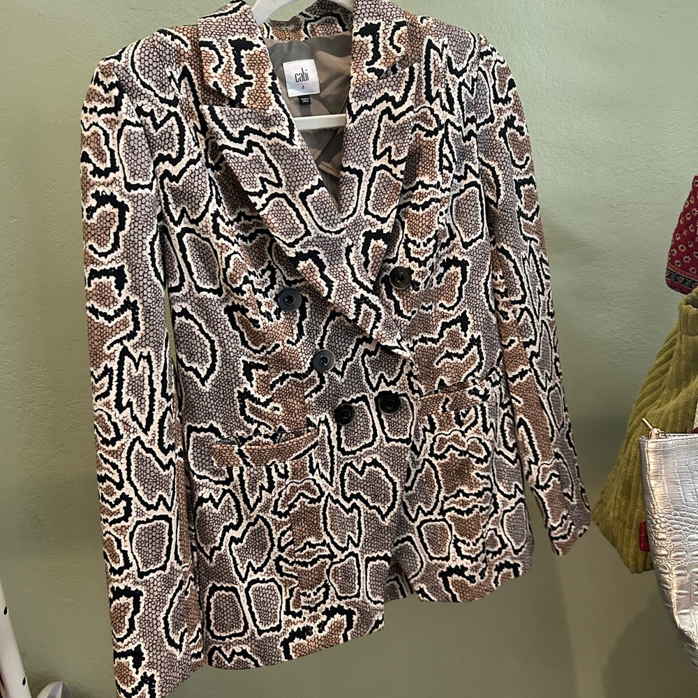 Cabi Python Snake-Print Blazer With Shoulder Pads… - image 1